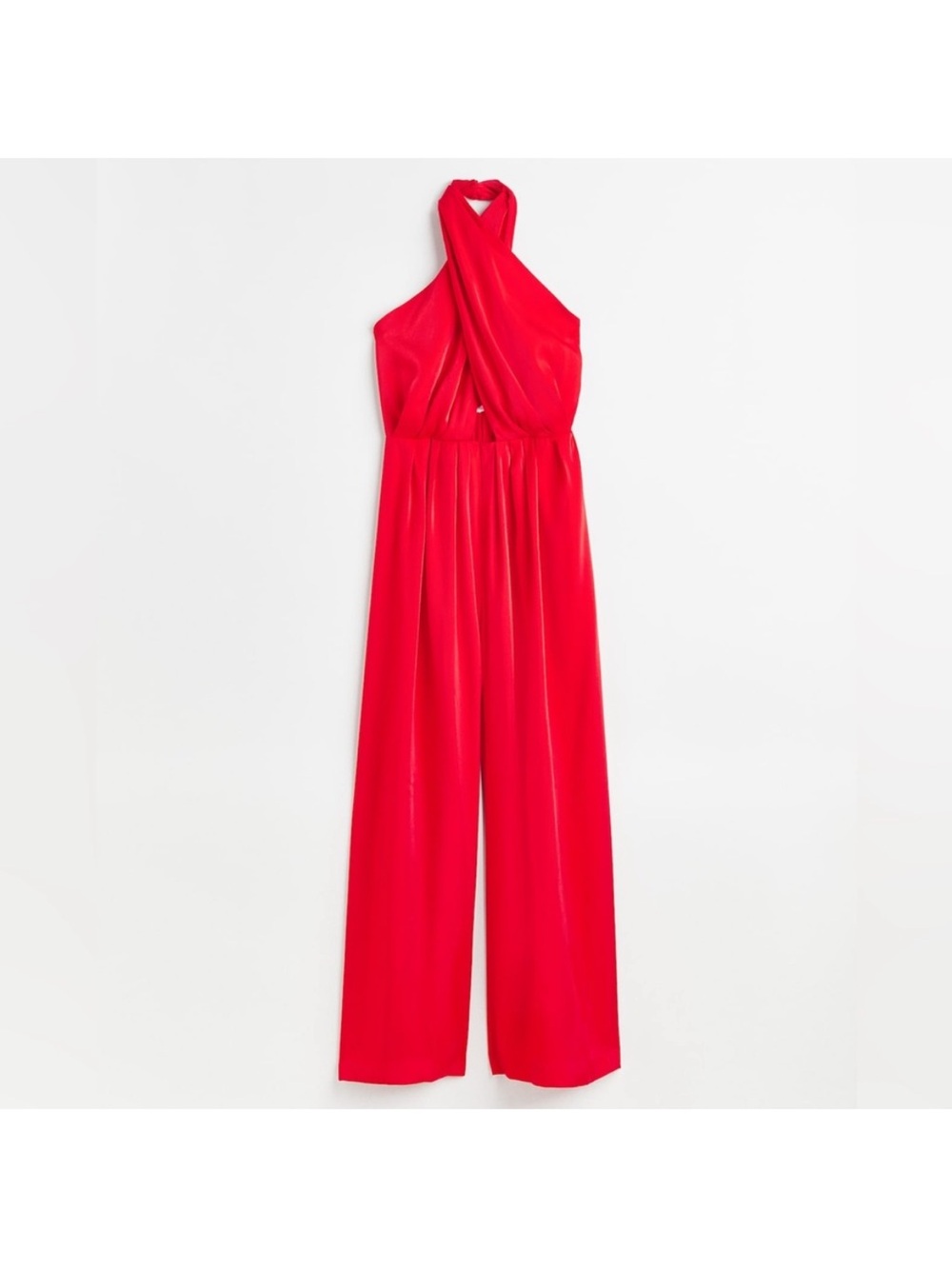 H&M Red Cross-Front Halter Jumpsuit